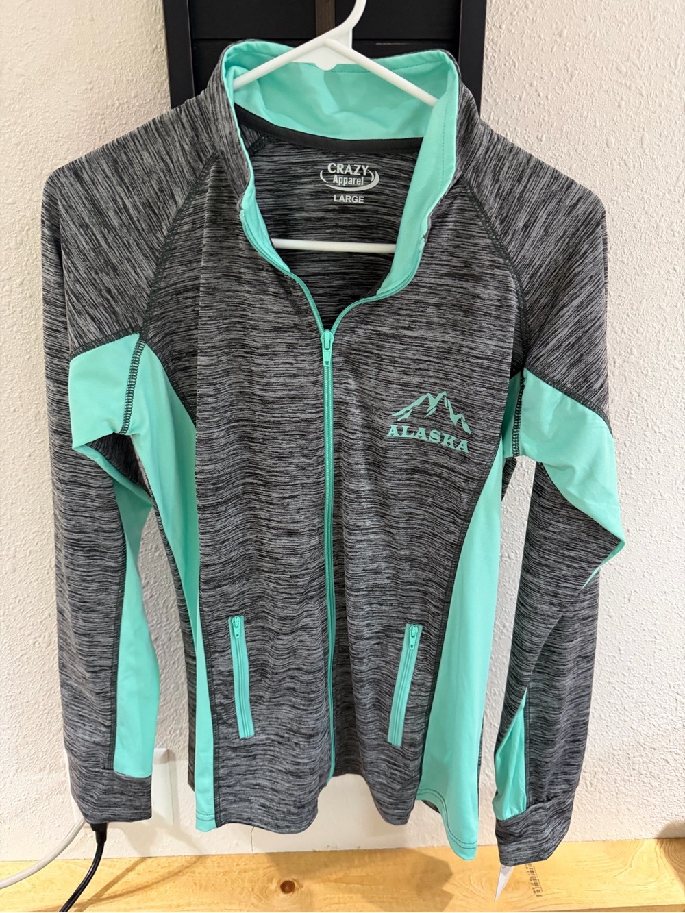 Crazy Apparel Alaska Heathered Grey & Mint Zip-Up Jacket - Womens Large